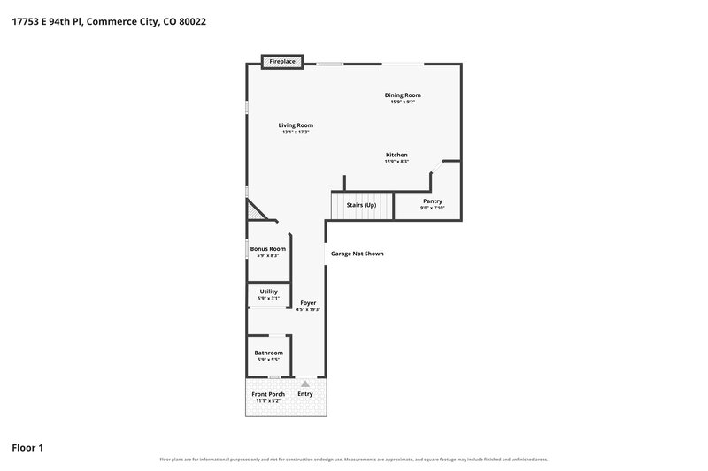 3,150/Mo, 17753 E 94th Pl Commerce City, CO 80022 Floor Plan View