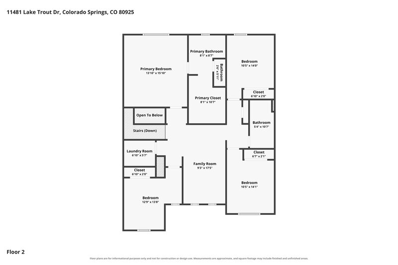 2,625/Mo, 11481 Lake Trout Dr Colorado Springs, CO 80925 Floor Plan View 2