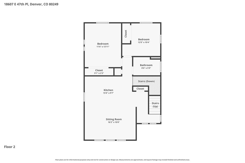 2,650/Mo, 18607 E. 47th Place Denver, CO 80249 Floorplan View 2