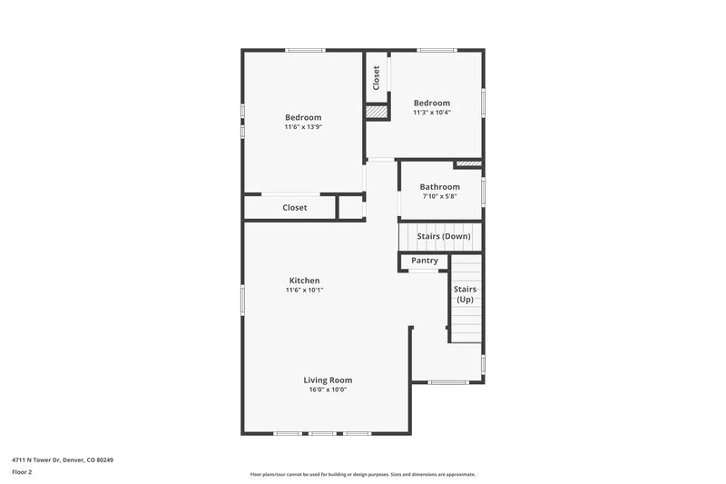 2,520/Mo, 4711 N. Tower Drive Denver, CO 80249 Floor Plan View 2