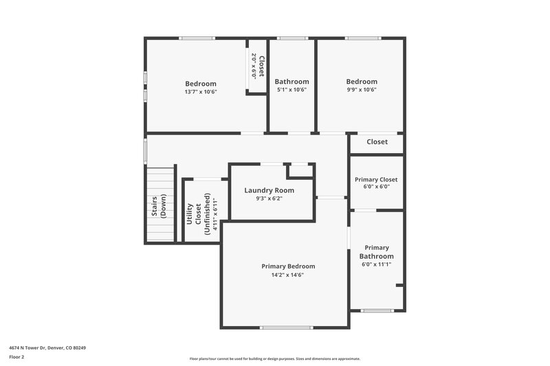 2,490/Mo, 4674 N. Tower Drive Denver, CO 80249 Floor Plan View 2