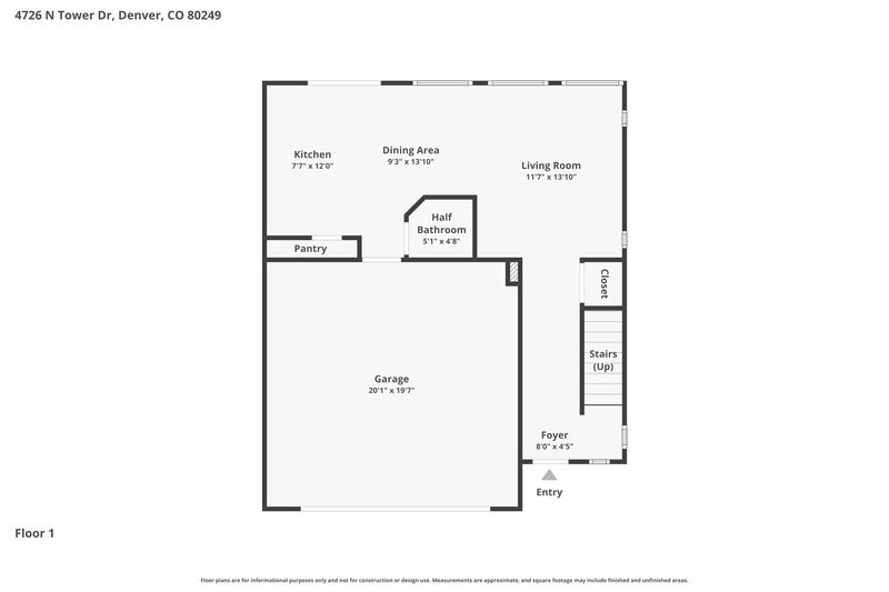 2,750/Mo, 4726 N. Tower Drive Denver, CO 80249 Floor Plan View