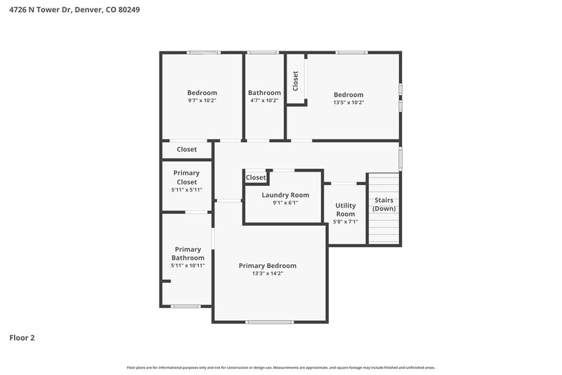 2,750/Mo, 4726 N. Tower Drive Denver, CO 80249 Floor Plan View 2