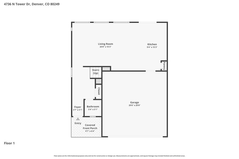 2,940/Mo, 4736 N. Tower Drive Denver, CO 80249 Floor Plan View