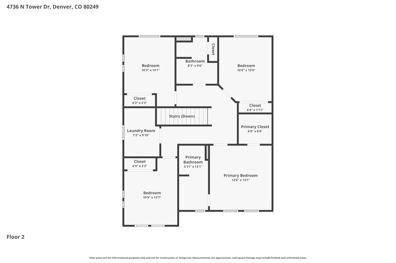 2,940/Mo, 4736 N. Tower Drive Denver, CO 80249 Floor Plan View 2