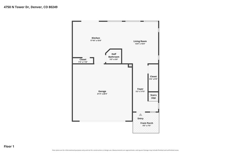 2,700/Mo, 4750 N. Tower Drive Denver, CO 80249 Floor Plan View