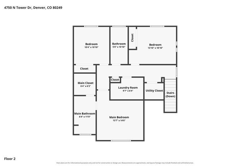 2,700/Mo, 4750 N. Tower Drive Denver, CO 80249 Floor Plan View 2