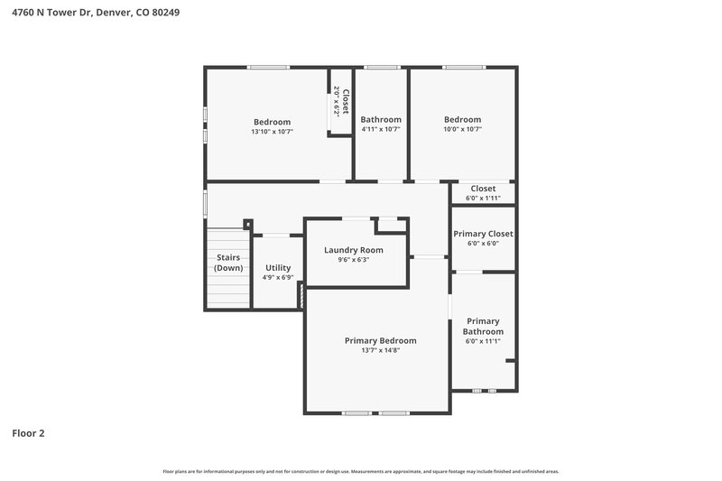 2,765/Mo, 4760 N. Tower Drive Denver, CO 80249 Floorplan View 2