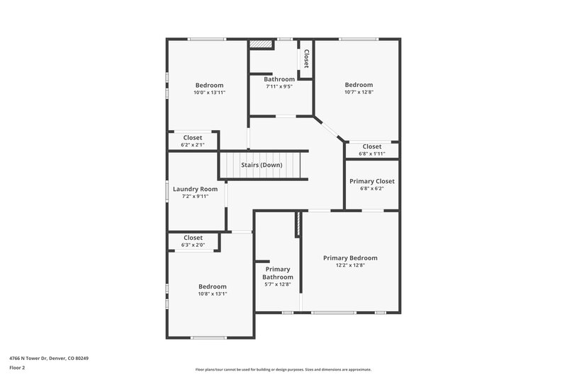 2,620/Mo, 4766 N. Tower Drive Denver, CO 80249 Floor Plan View 2