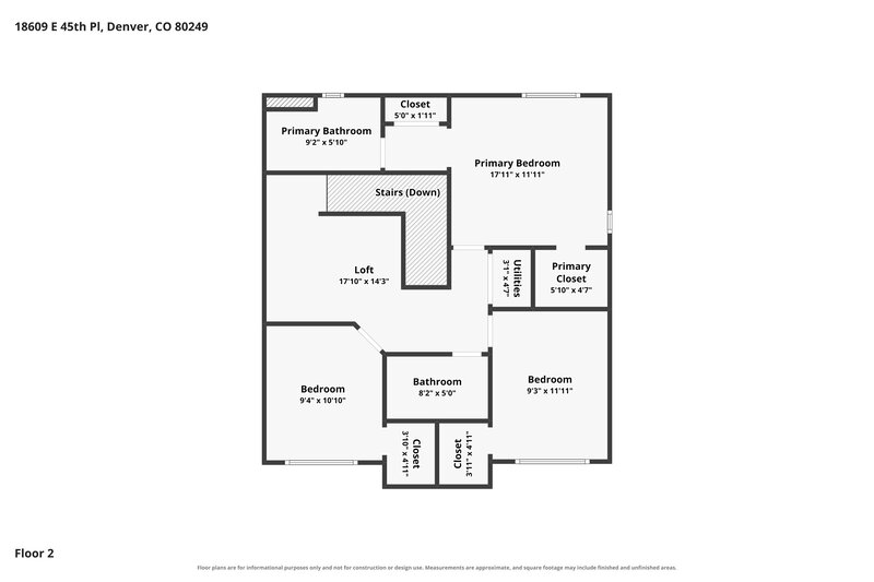 2,505/Mo, 18609 E 45th Pl Denver, CO 80249 Floor Plan View 2