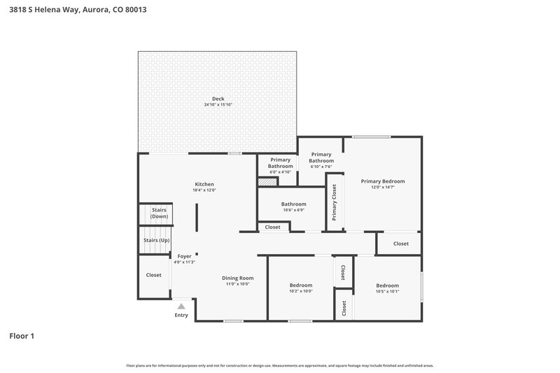 3,060/Mo, 3818 S Helena Way Aurora, CO 80013 Floorplan View