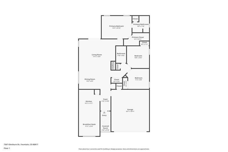 2,005/Mo, 7367 Glenburn Dr Fountain, CO 80817 Floor Plan View