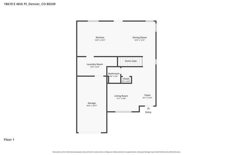 2,635/Mo, 18619 E 46th Pl Denver, CO 80249 Floor Plan View
