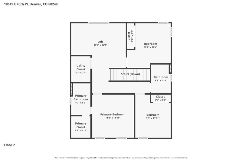 2,635/Mo, 18619 E 46th Pl Denver, CO 80249 Floor Plan View 2