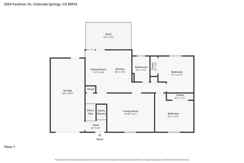 2,175/Mo, 2559 Faulkner Dr Colorado Springs, CO 80916 Floorplan View