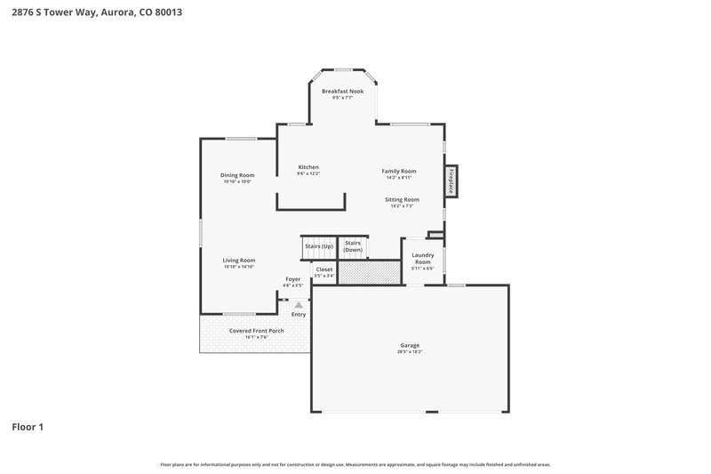 3,600/Mo, 2876 S Tower Way Aurora, CO 80013 Floor Plan View