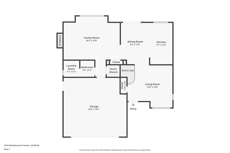 2,950/Mo, 16131 Bluebonnet Dr Parker, CO 80134 Floor Plan View