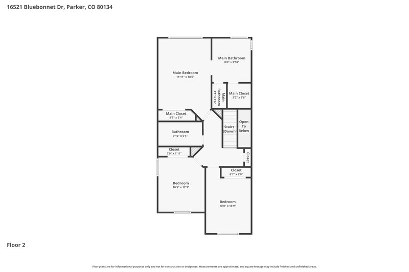 3,670/Mo, 16521 Bluebonnet Dr Parker, CO 80134 Floor Plan View 3