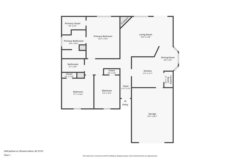 1,550/Mo, 2459 Joshua Ln Winston-Salem, NC 27127 Floor Plan View