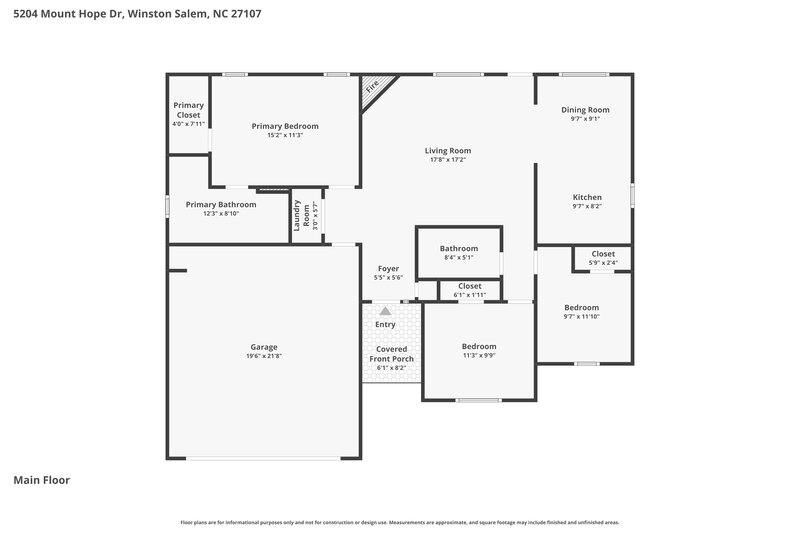 1,705/Mo, 5204 Mount Hope Dr Winston-Salem, NC 27107 Floor Plan View