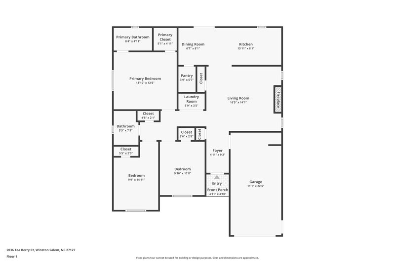 1,610/Mo, 2036 Tea Berry Ct Winston-Salem, NC 27127 Floor Plan View