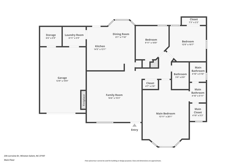 1,825/Mo, 235 Lorraine Dr Winston-Salem, NC 27107 Floor Plan View