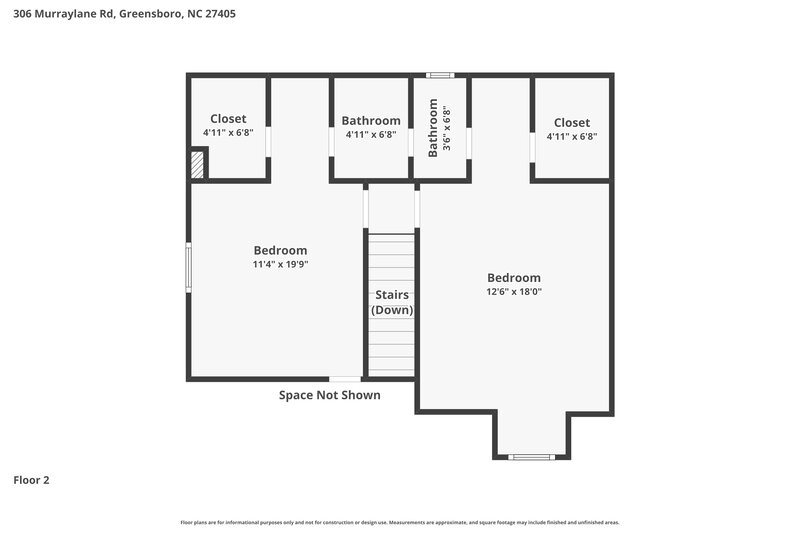 1,815/Mo, 306 Murraylane Rd Greensboro, NC 27405 Floor Plan View 2