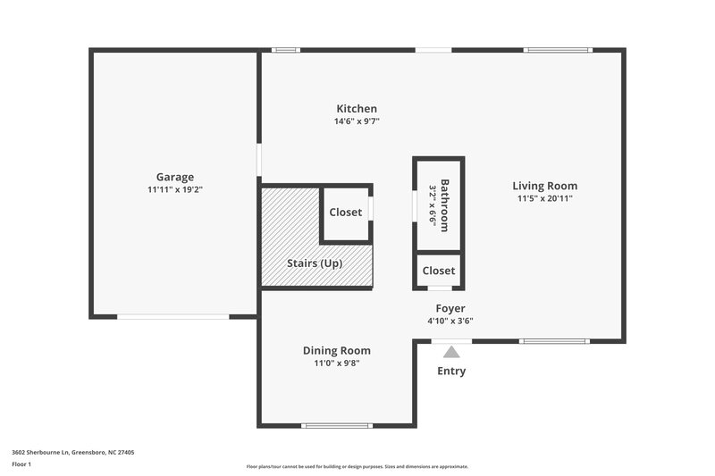 1,650/Mo, 3602 Sherbourne Ln Greensboro, NC 27405 Floor Plan View