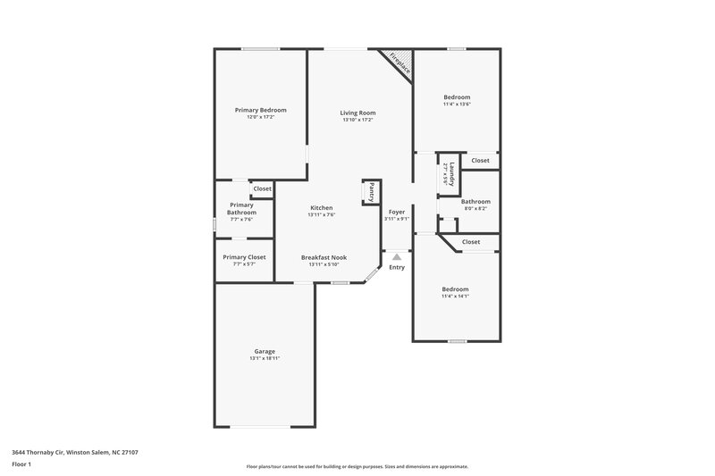 1,775/Mo, 3644 Thornaby Circle Winston-Salem, NC 27107 Floor Plan View