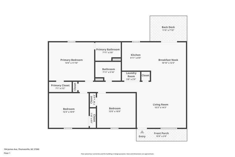 1,520/Mo, 104 James Ave Thomasville, NC 27360 Floor Plan View