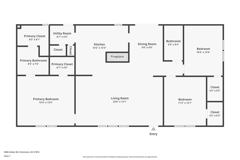 1,665/Mo, 5900 Holder Clemmons, NC 27012 Floor Plan View