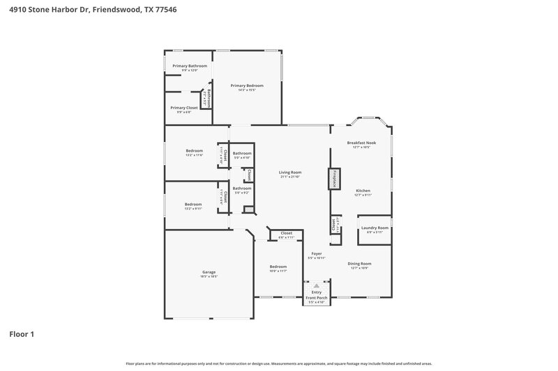 2,215/Mo, 4910 Stone Harbor Dr Friendswood, TX 77546 Floor Plan View
