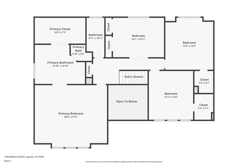 2,300/Mo, 11423 Willow Field Dr Cypress, TX 77429 Floor Plan View 2