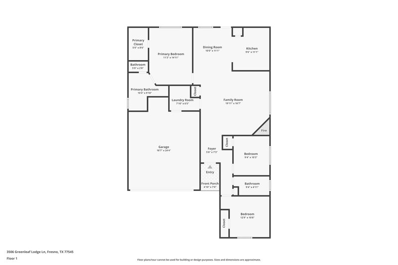 1,900/Mo, 3506 Greenleaf Lodge Ln Fresno, TX 77545 Floor Plan View