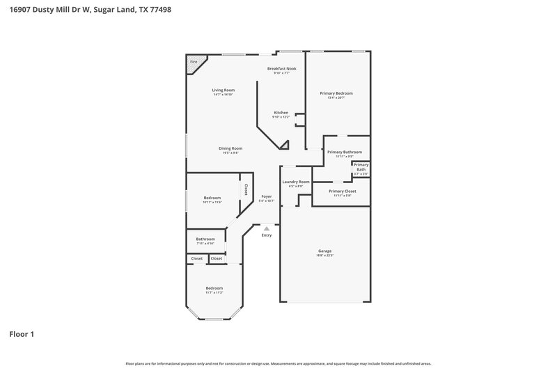 1,685/Mo, 16907 Dusty Mill Dr E Sugar Land, TX 77478 Floor Plan View