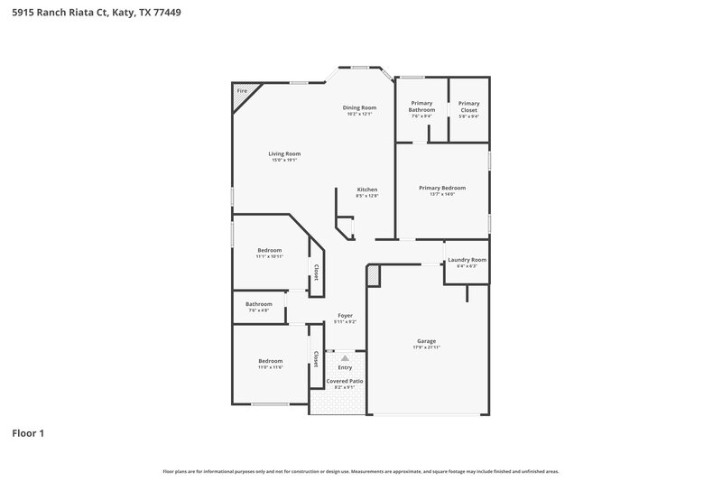 1,870/Mo, 5915 Ranch Riata Ct Katy, TX 77449 Floor Plan View
