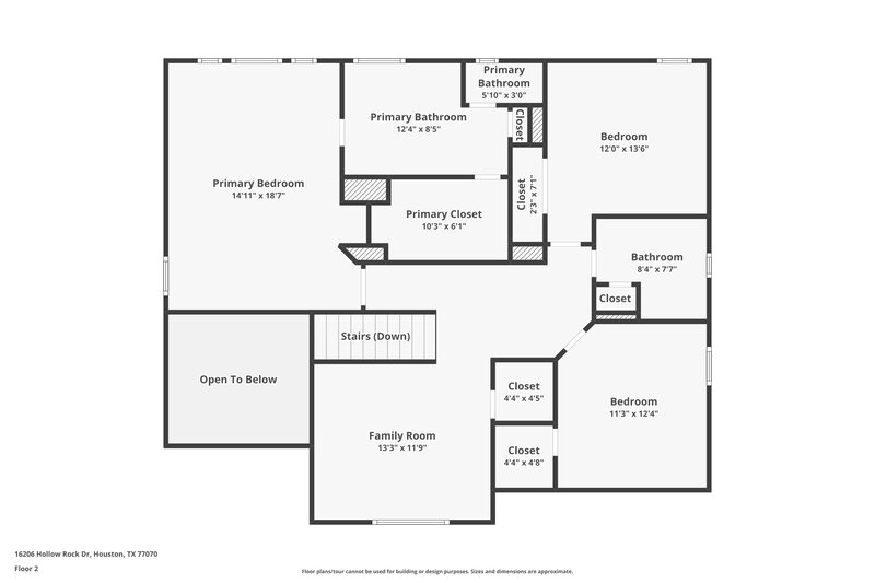2,230/Mo, 16206 Hollow Rock Dr Houston, TX 77070 Floorplan View 2