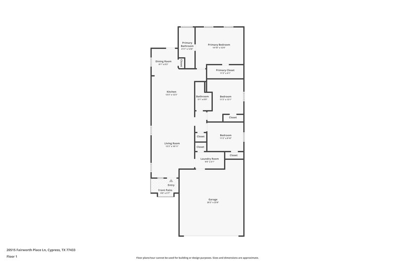 1,610/Mo, 20515 Fairworth Place Ln Cypress, TX 77433 Floor Plan View