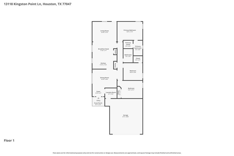 1,770/Mo, 13118 Kingston Point Ln Houston, TX 77047 Floor Plan View