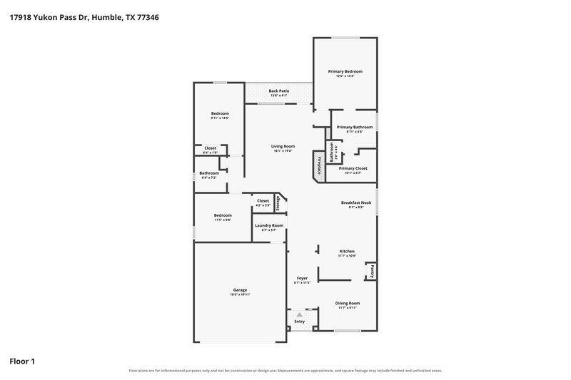 1,840/Mo, 17918 Yukon Pass Dr Humble, TX 77346 Floor Plan View