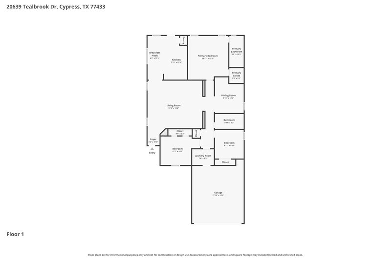 1,910/Mo, 20639 Tealbrook Dr Cypress, TX 77433 Floor Plan View
