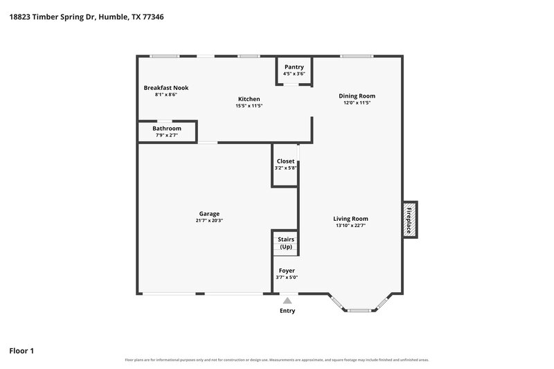 1,775/Mo, 18823 Timber Spring Dr Humble, TX 77346 Floor Plan View