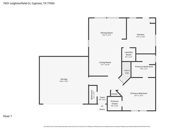 1,765/Mo, 7431 Leightonfield Ct Cypress, TX 77433 Floor Plan View