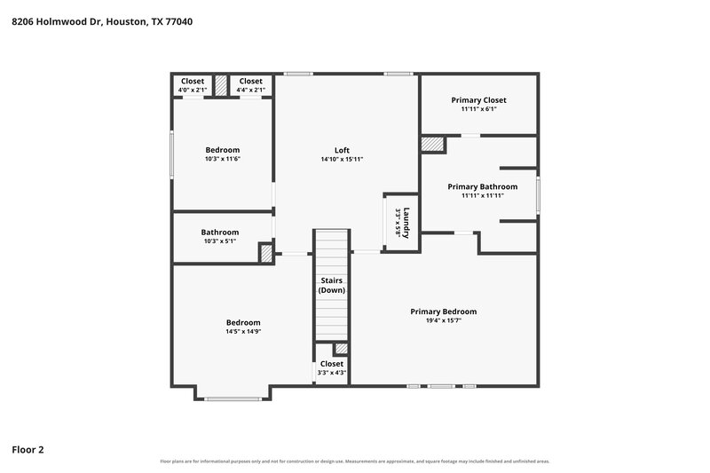 1,930/Mo, 8206 Holmwood Dr Houston, TX 77040 Floor Plan View