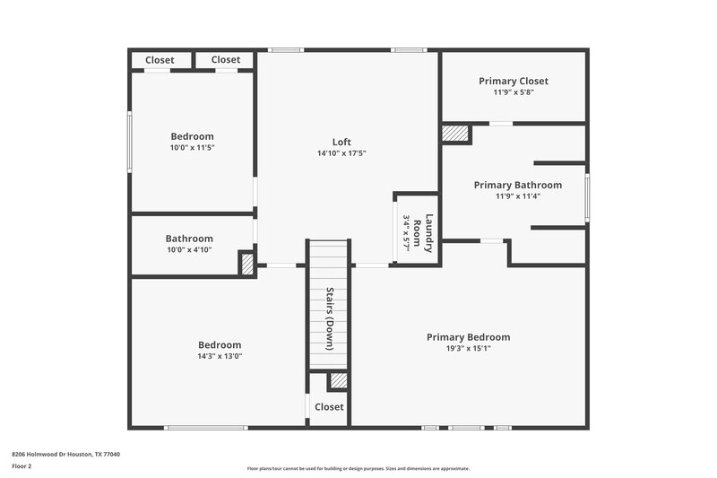 1,925/Mo, 8206 Holmwood Dr Houston, TX 77040 Floor Plan View 2