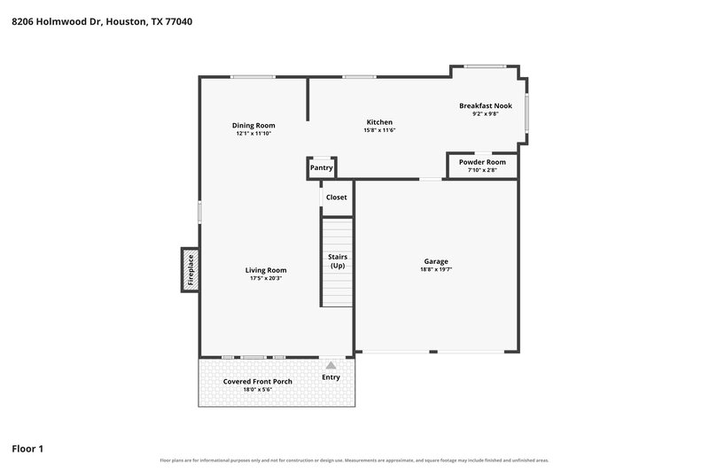 1,930/Mo, 8206 Holmwood Dr Houston, TX 77040 Floor Plan View 2