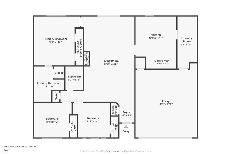 1,715/Mo, 28710 Raestone St Spring, TX 77386 Floor Plan View