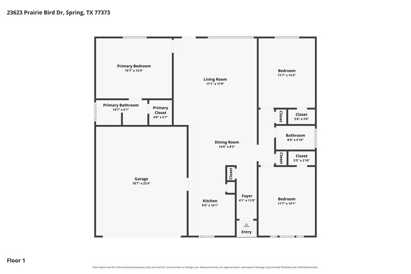 1,600/Mo, 23623 Prairie Bird Dr Spring, TX 77373 Floorplan View