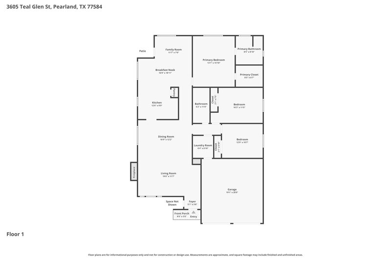 2,135/Mo, 3605 Teal Glen St Pearland, TX 77584 Floor Plan View