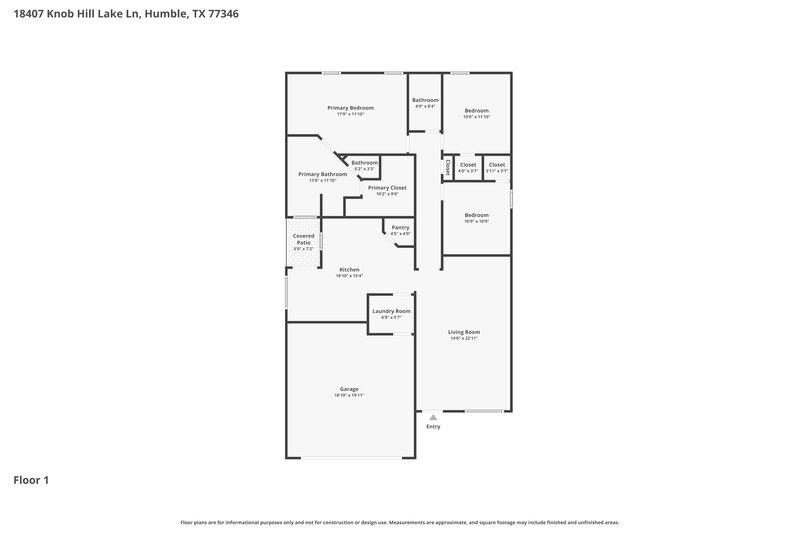 1,805/Mo, 18407 Knob Hill Lake Ln Humble, TX 77346 Floor Plan View